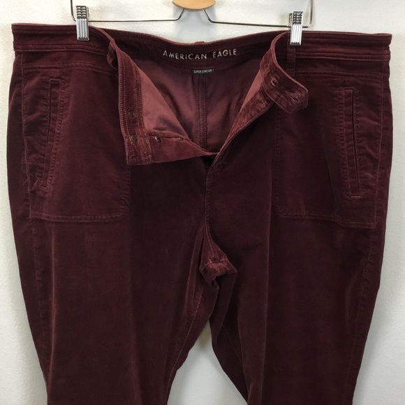 American Eagle Maroon Corduroy Hi-Rise Super Stretch Jegging - Picture 6 of 11